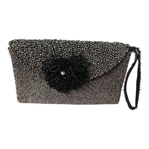 Elegant Black Beaded Clutch